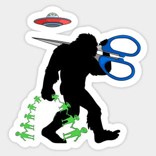 Bigfoot Scissors & Alien Paper Doll Chain Craft Sticker